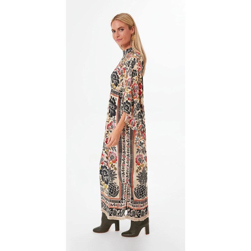 Farm Rio Romantic Garden Floral High Neck  Dramatic Sleeves Maxi Dress Size XL - Picture 5 of 15